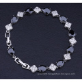 Custom Made Rhodium Plated Black Zirconia Fashion Bracelet Jewelry